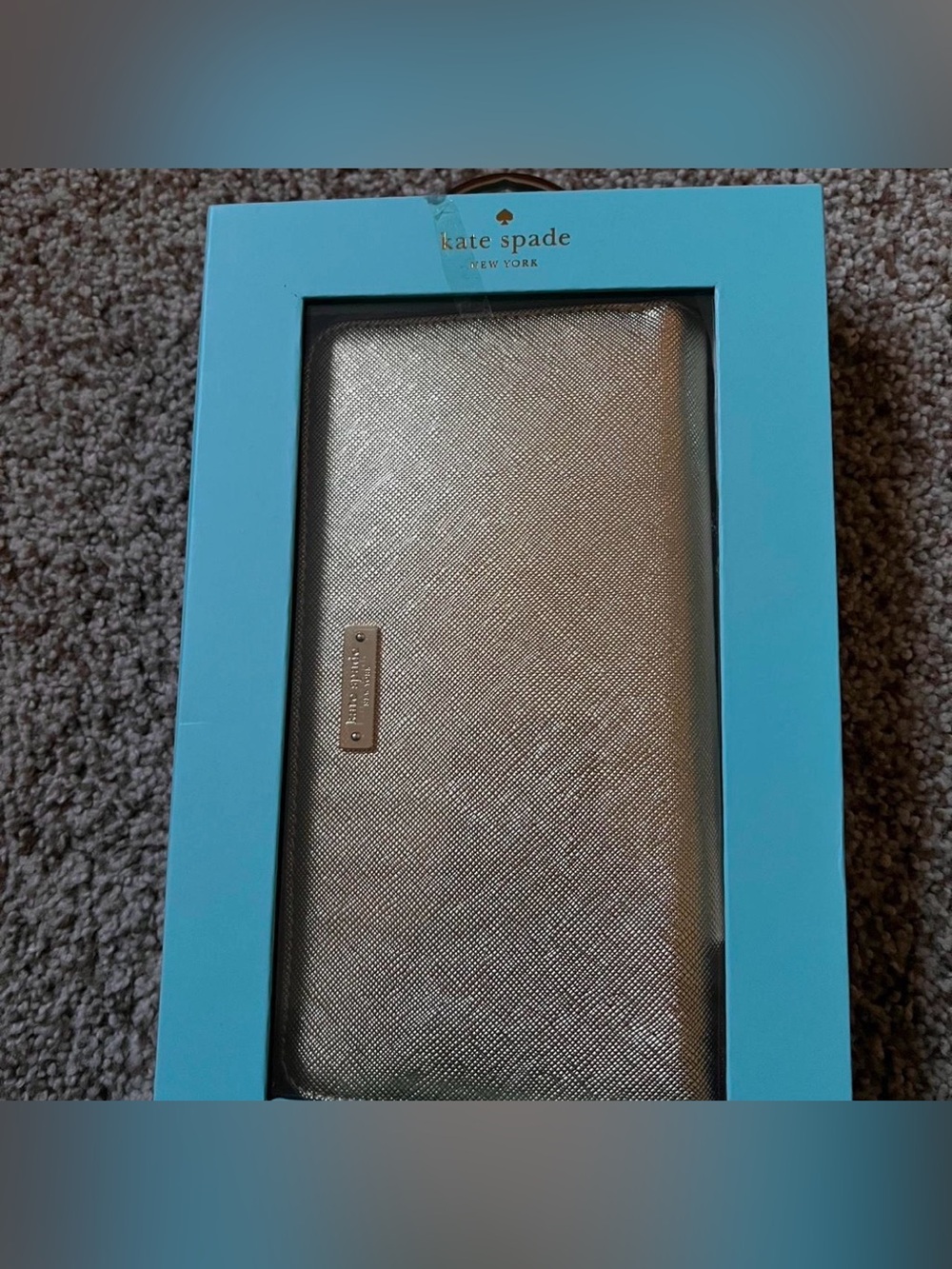 kate spade✨💛🩵metallic gold zip-around wallet
